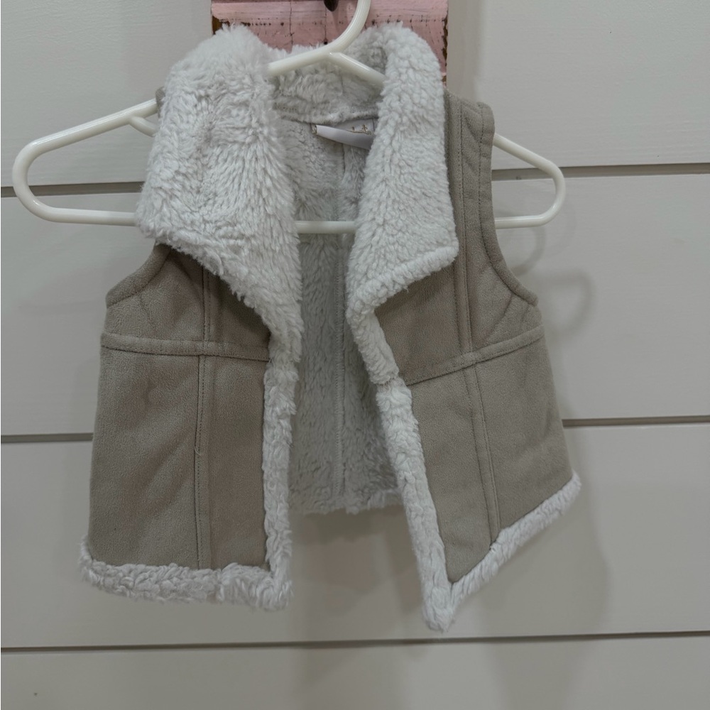 Cozy Tan and White Sherpa Vest